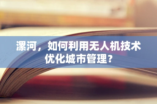 漯河，如何利用无人机技术优化城市管理？