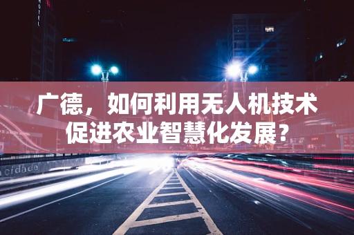 广德，如何利用无人机技术促进农业智慧化发展？